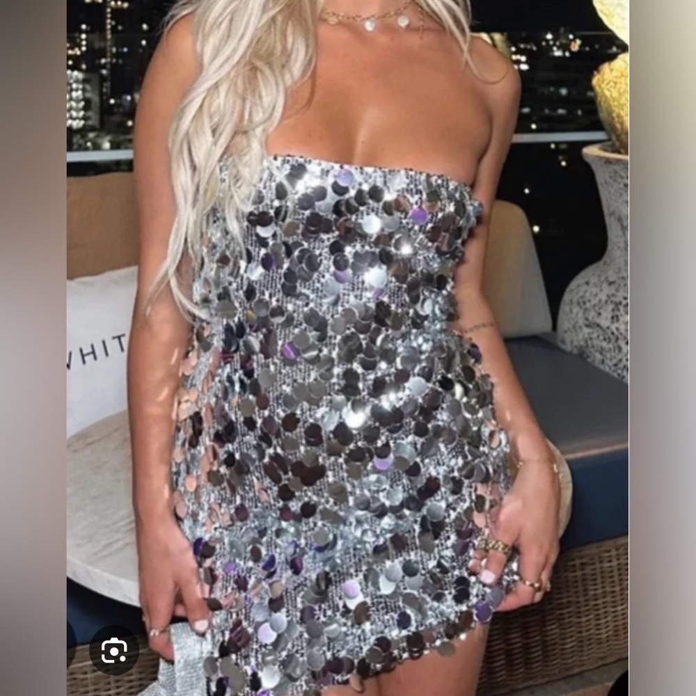 White Fox Boutique - Silver Sequin Dress NWT